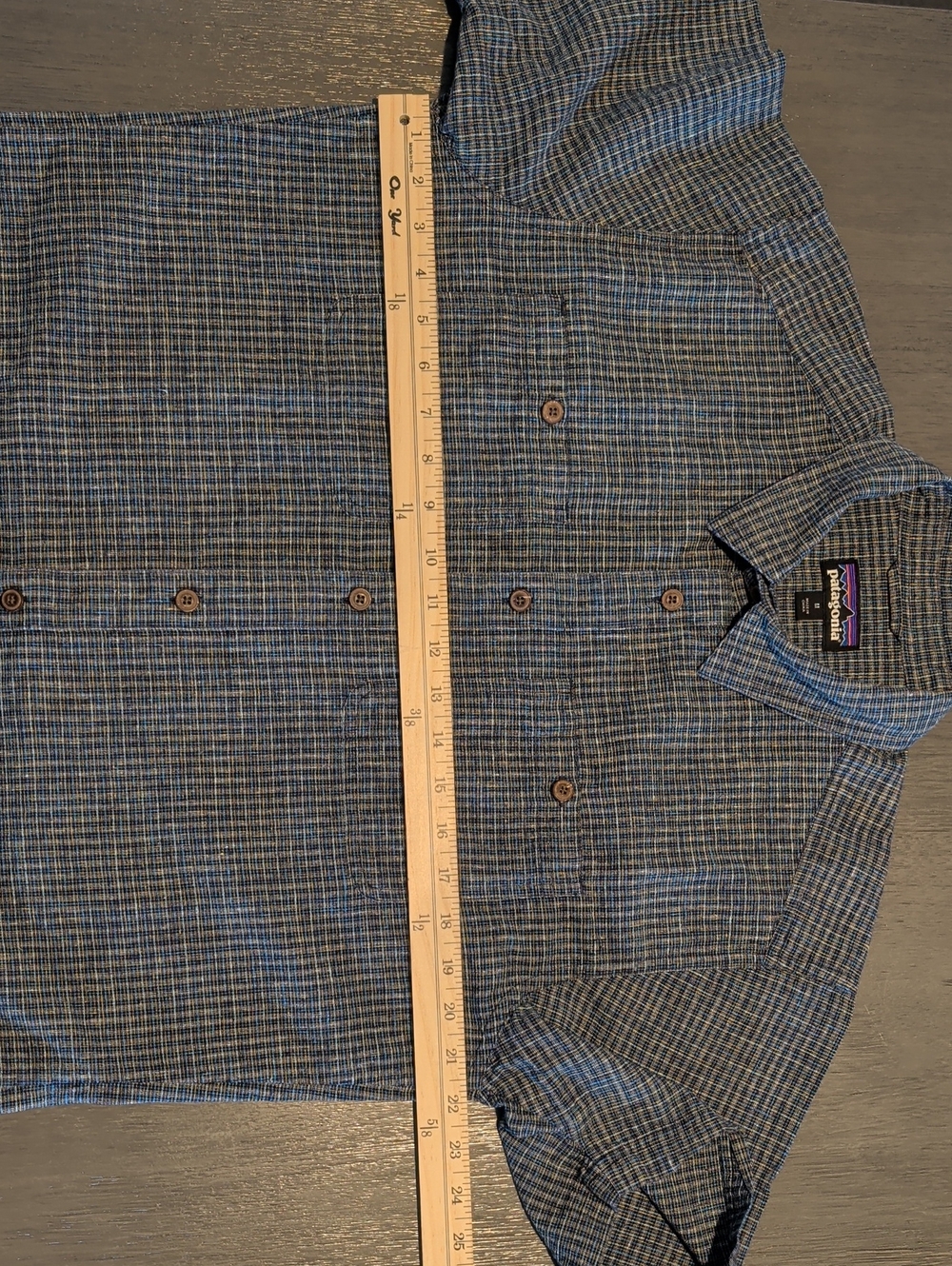 Patagonia Men’s Back Step Shirt Blue Plaid Short Sleeve M Hemp Cotton - Picture 11 of 11